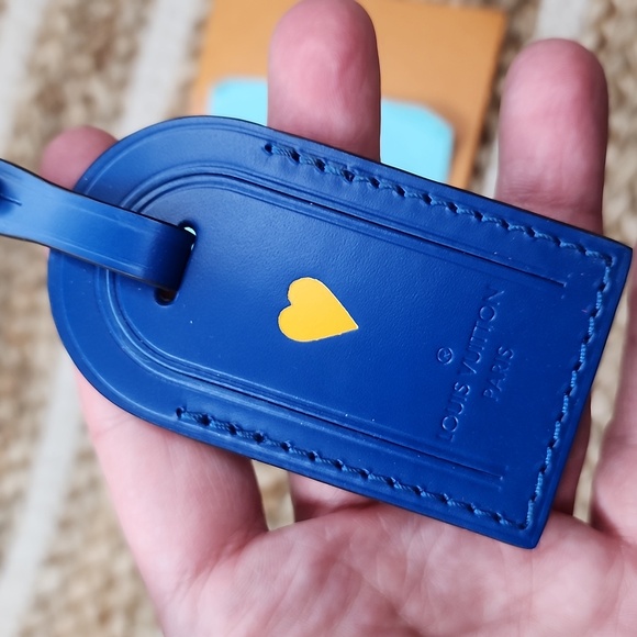 BNEW UNUSED LOUIS VUITTON LV BLUE MONCEAU LUGGAGE TAG with STAMP - Picture 3 of 8